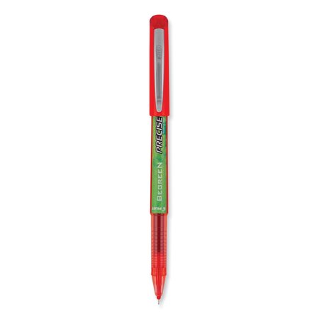 PILOT Precise V5 BeGreen Roller Ball Pen, Stick, Extra-Fine 0.5 mm, Red Ink, Red Barrel, PK12, 12PK 26302